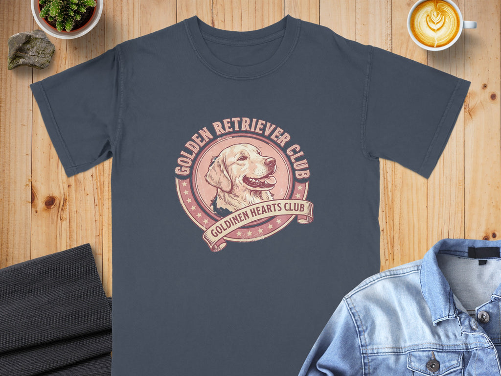 Golden Retriever Club t-shirt with distressed graphic.