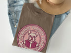 Brown t-shirt with Frenchie Varsity Club logo featuring a bulldog.