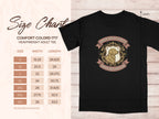 Comfort Colors 1717 size chart for heavyweight adult tee with Golden Retriever club graphic.