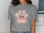Dog Mom paw print with flowers, bows, and butterflies.
