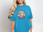 Golden Retriever Adventure Club Trail Buddy Club t-shirt design with mountains.