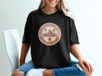Black t-shirt with "Dachshund Road Trip Club" circular logo featuring a dachshund driving a convertible.