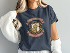 Dark t-shirt with a golden retriever crest labeled "Golden Retriever Country Club".