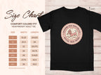 Black t-shirt with size chart and dachshund "Official Treat Patrol" logo.