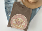 Brown t-shirt with a Golden Retriever and "Golden Days Retriever Club" text.