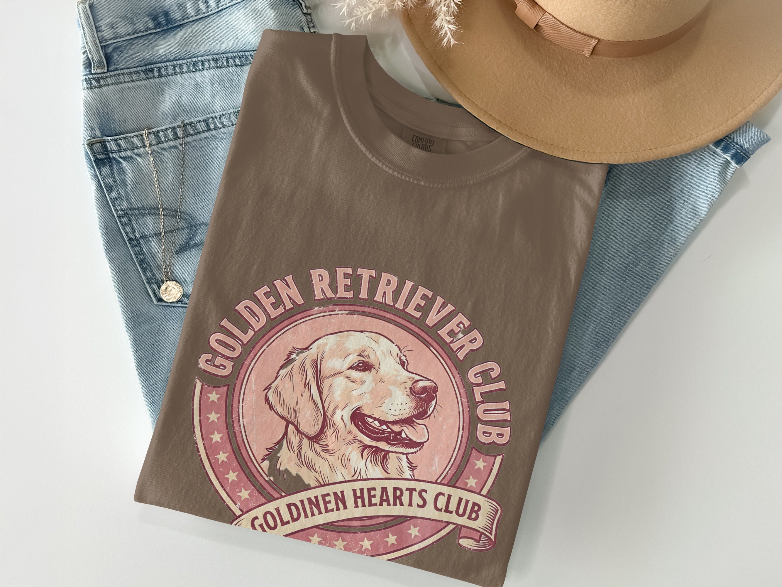 Brown t-shirt with Golden Retriever Club and dog illustration.