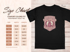 Comfort Colors size chart for Frenchie Varsity Club heavyweight adult tee.