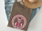 Brown t-shirt with French bulldog in varsity jacket, "Frenchie Varsity Club" text.