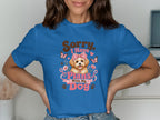 Blue t-shirt with "Sorry, I Have Plans With My Dog" text and a puppy graphic.